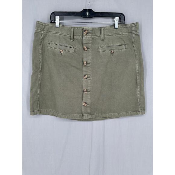 American Eagle Skirt Womens 18 Olive Green Mini Button Denim - Picture 1 of 7